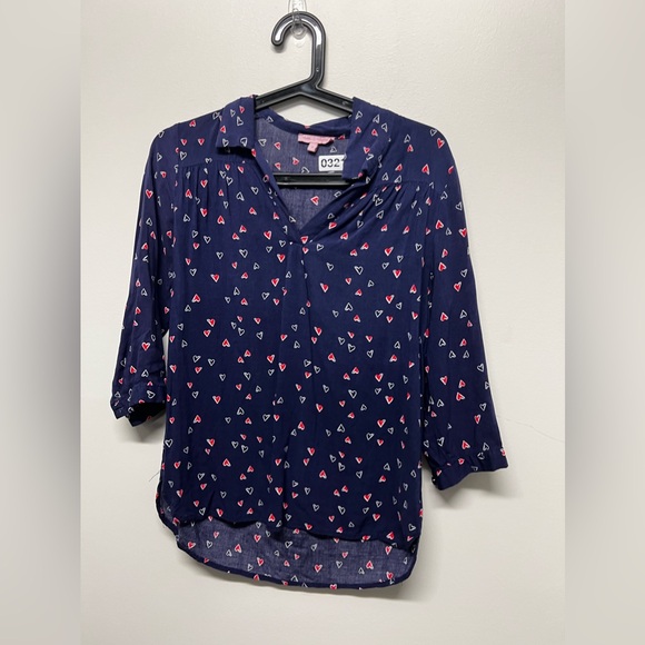 Navy‎ Blue Heart Blouse - Picture 2 of 4